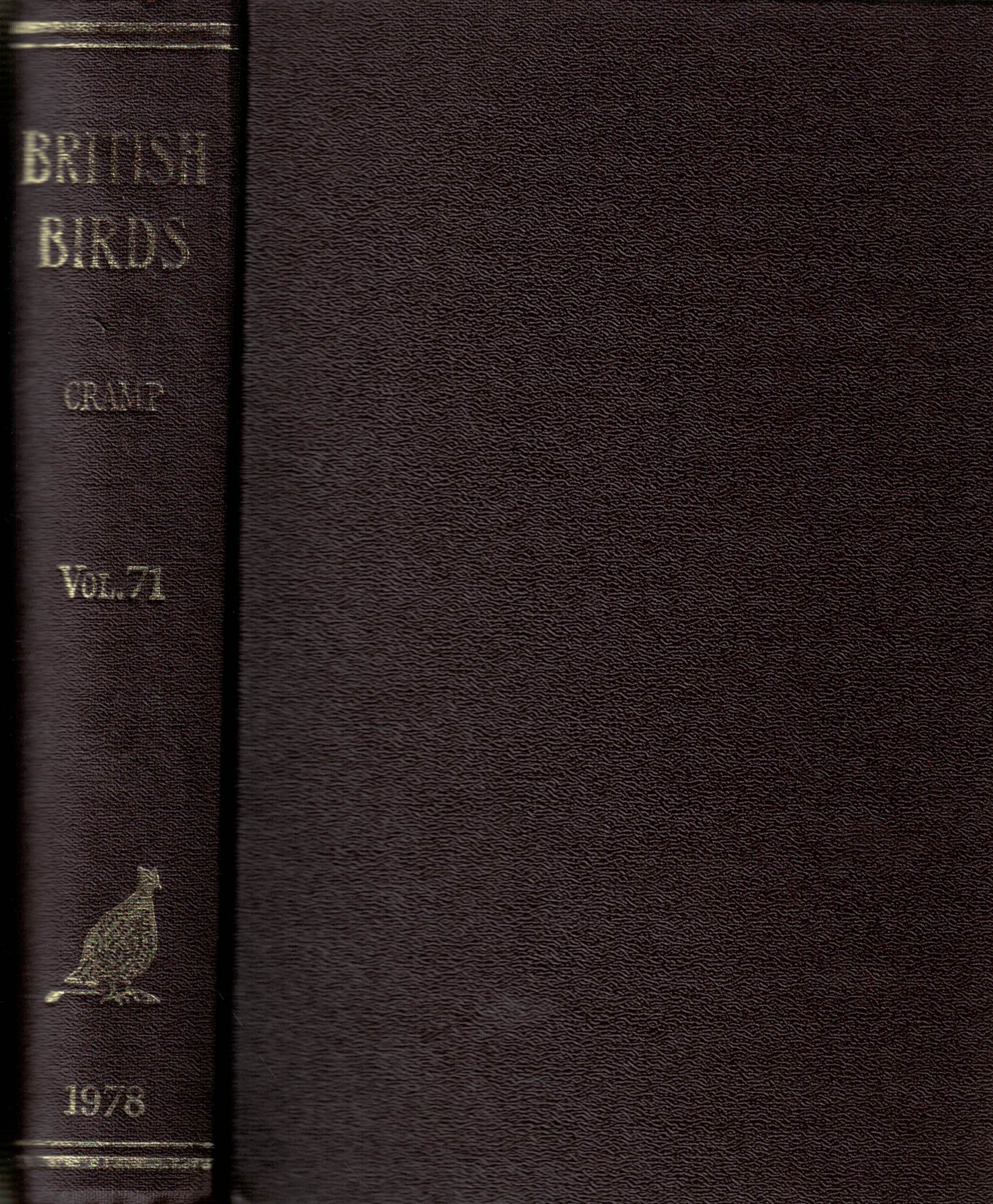British Birds Monthly Journal. Volume 71. 1978.