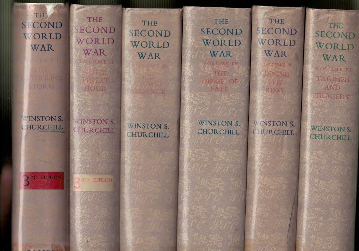 The Second World War, 6 volume set: The Gathering Storm;Their Finest Hour; The Grand Alliance; The Hinge of Fate; Closing the Ring; Triumph and Tragedy. Cassell edition.