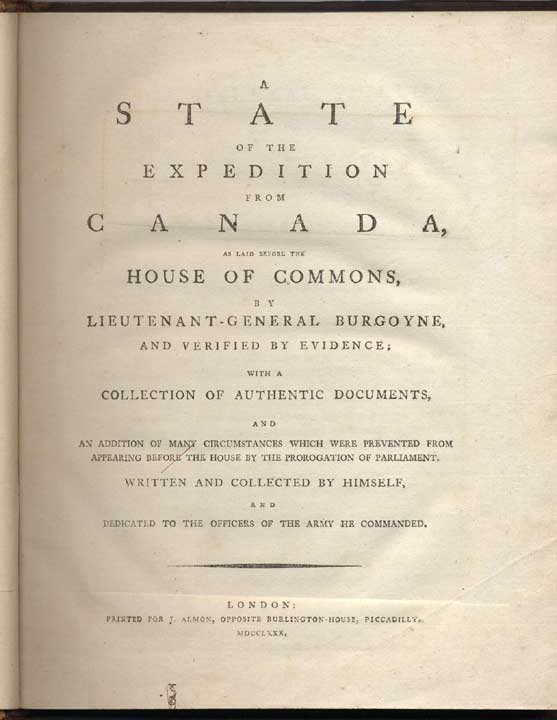 A State of the Expedition from Canada, as Laid Before the House of Commons.