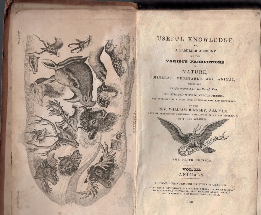 Useful Knowledge; or, A Familiar Account of the Various Productions of Nature. Volume III, Animals.