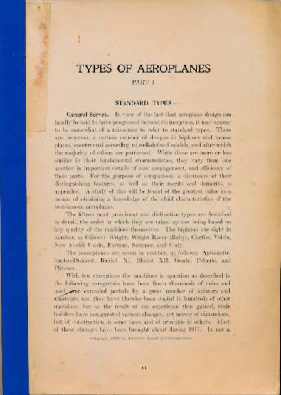 Types of Aeroplanes. Part 1.