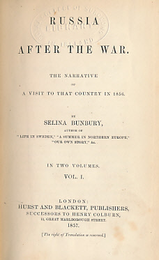 Russia After the War. The Narrative of a Visit to That Country in 1856. 2 volume set.