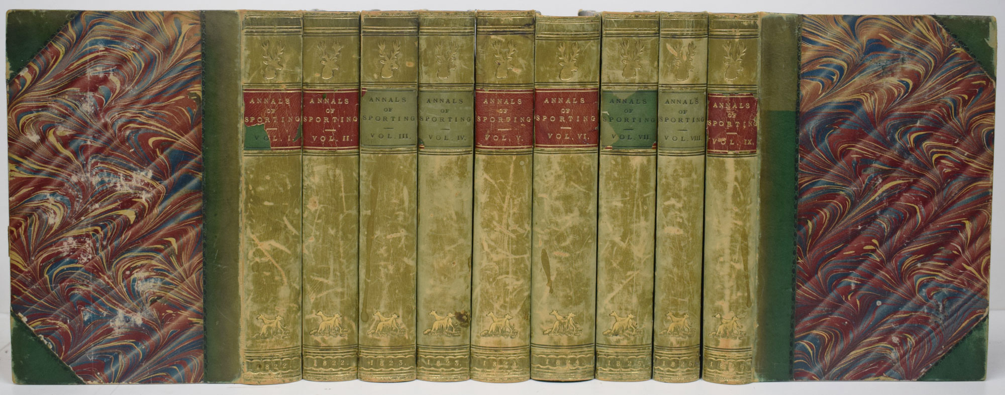 The Annals of Sporting and Fancy Gazette; A Magazine Entirely Appropriated to Sporting Subjects and Fancy Pursuits. Volumes I - IX January 1822 - June 1826. 9 volumes [of 13]