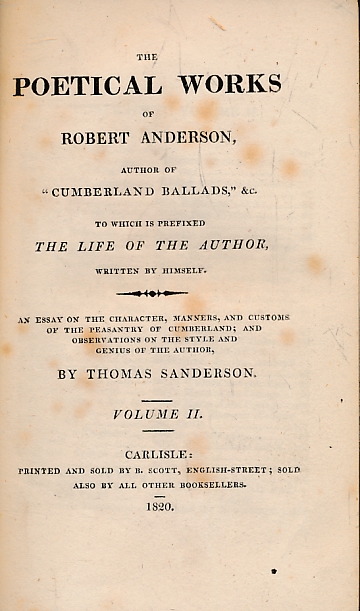 The Poetical Works of Robert Anderson. Volume II.