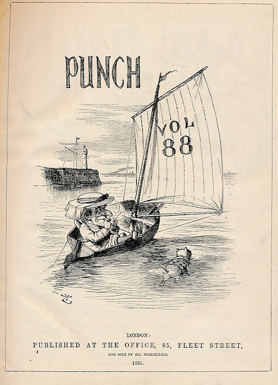 Punch, Or the London Charivari. Jan - June 1885 Volume 88. Red half leather cover.