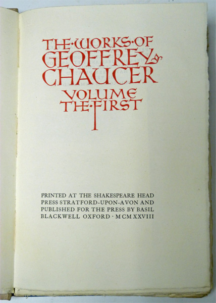 The Works of Geoffrey Chaucer. Eight Volume Limited Edition Set.