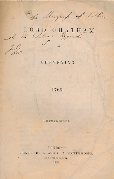 Lord Chatham at Chevening: 1769.