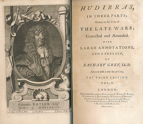 Hudibras, In Three Parts; Written in the Time of the Late Wars. 2 volume set. 1772.