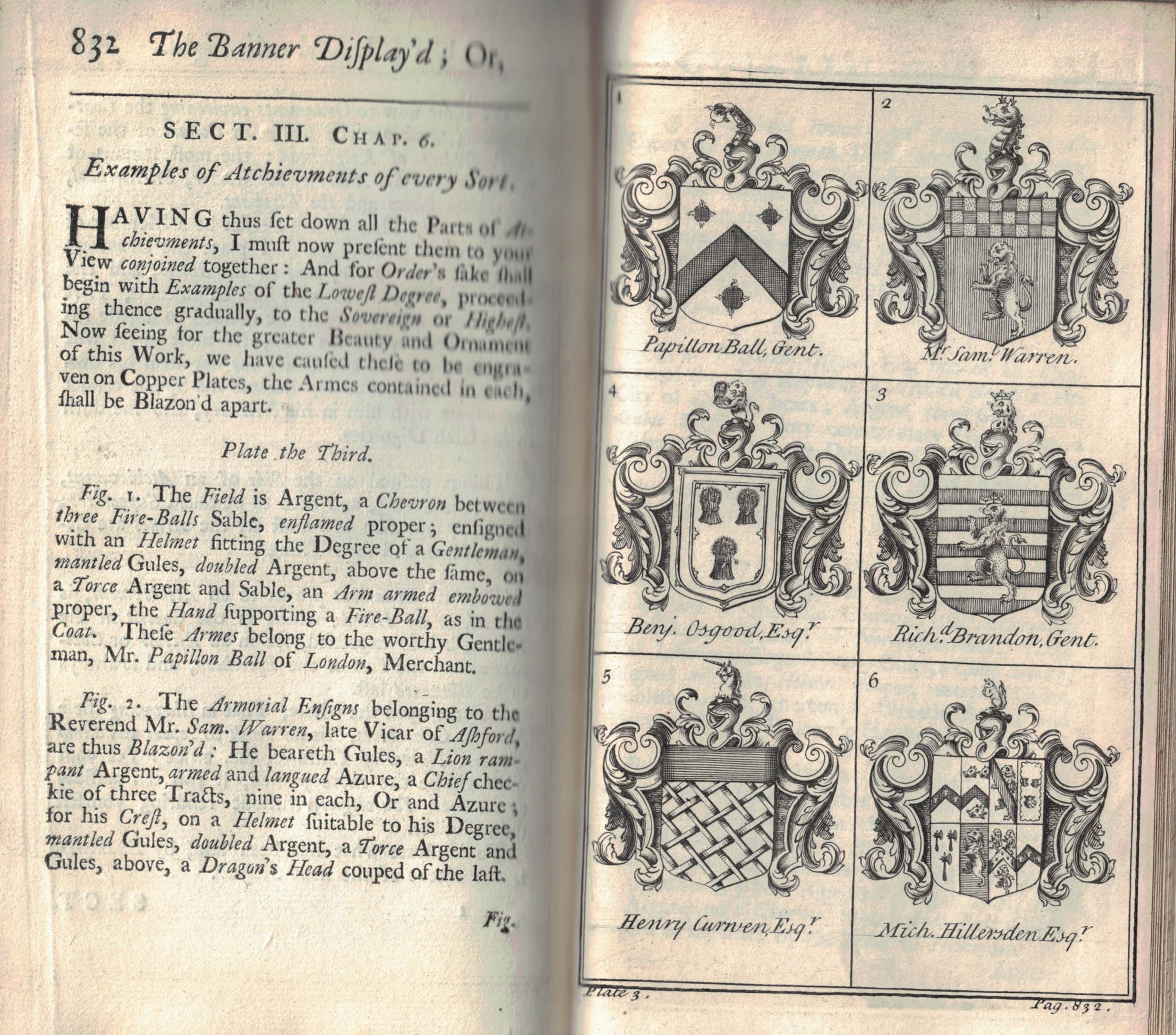 The Banner Display'd: Or, an Abridgement of Guillim: Being a Compleat System of Heraldry, In All its Parts, With Proper Cuts and Tables. 2 volume set.