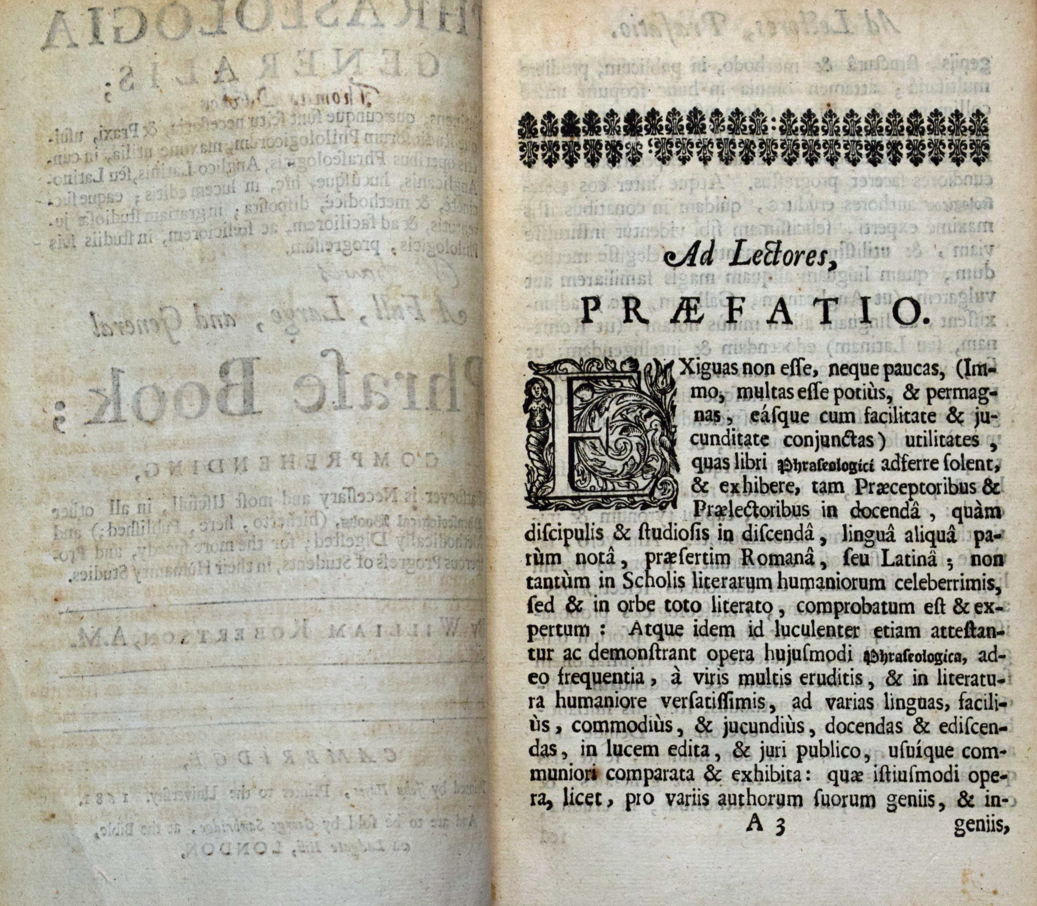 Phraseologia Generalis. A Full, Large and General Phrasebook. Comprehending Whatsoever is Necessary and Most Useful, etc.