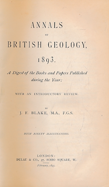 Annals of British Geology, 1893.