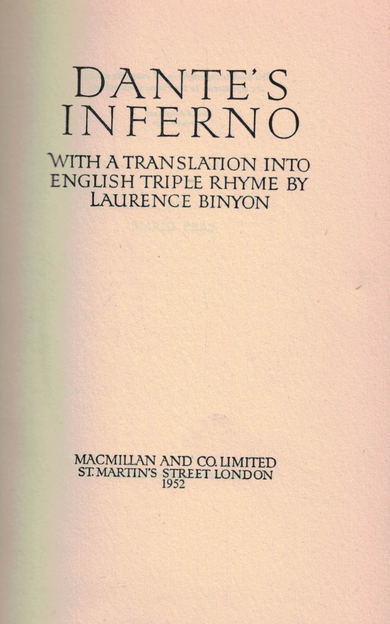 Dante's Inferno. With a Translation Into English Triple Rhyme.