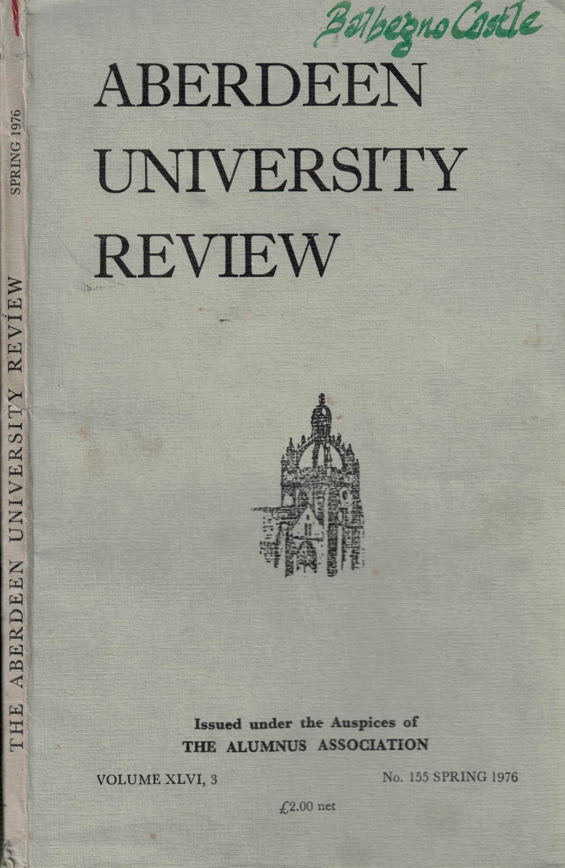 Aberdeen University Review. Volume XLVI, 3. No. 155 Spring 1976.