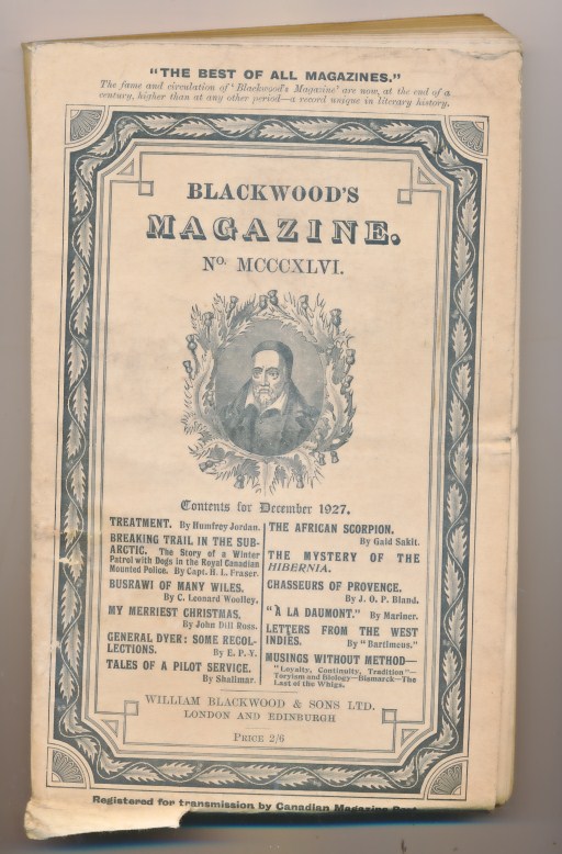 [WILLIAM BLACKWOOD] - Blackwood's Magazine. Volume 222. No MCCCXLVI 1346. December 1927