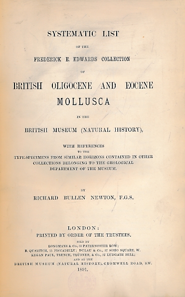Systematic List of the Frederick E Edwards Collection of British Oligocene and Eocene Mollusca in the British Museum