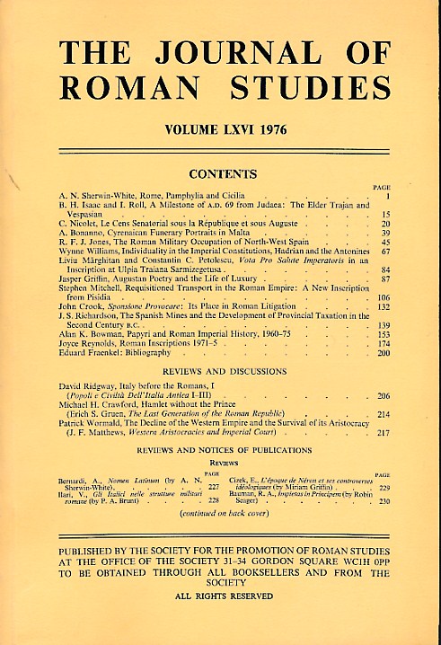 The Journal of Roman Studies. Volume LXVI. 1976.