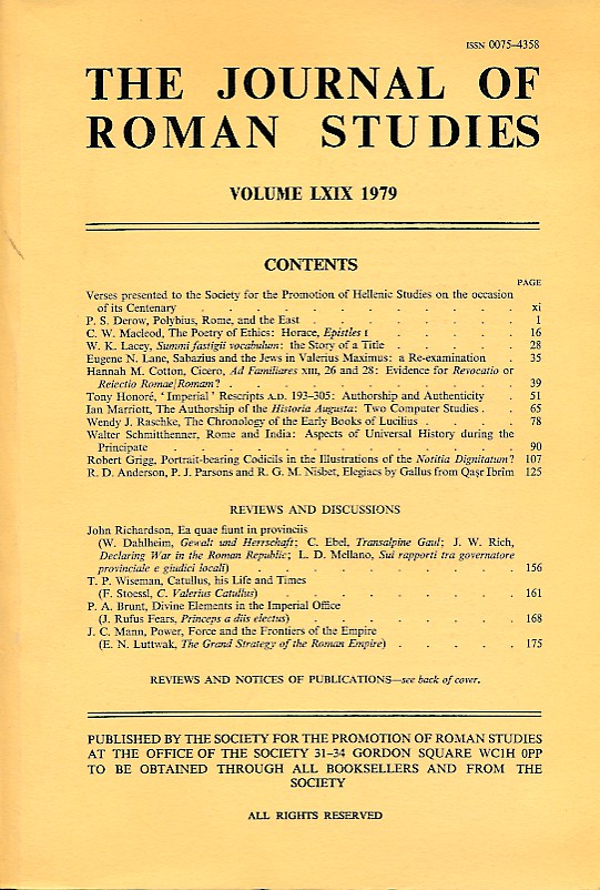 The Journal of Roman Studies. Volume LXVIII. 1979.