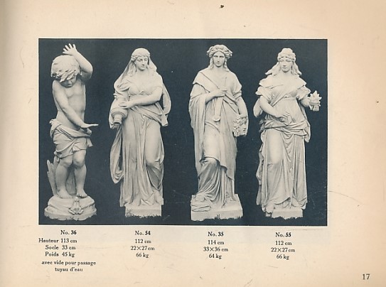 Statues, Vases etc., en Grès pour Jadins. Statues, vases and pedastals catalogue.