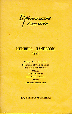 The Mountaineering Association Members' Handbook. 1956.