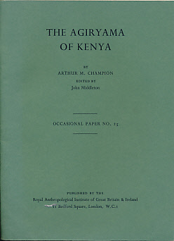 The Agiryama of Kenya. Occasional Paper No 25.