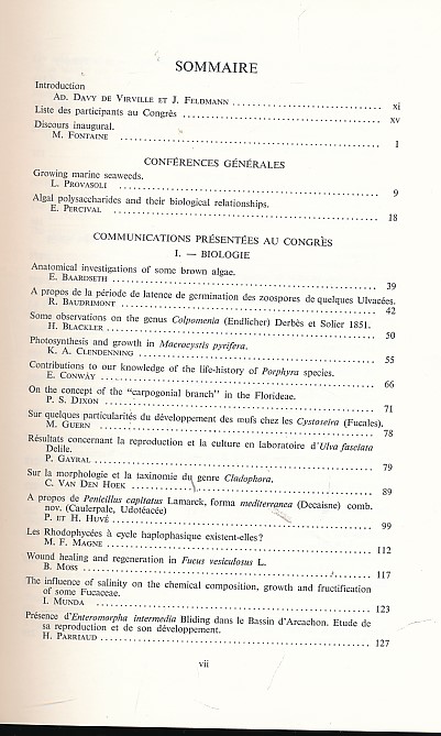 Proceedings of the Fourth International Seaweed Symposium /  Comptes Rendus du IV Congres International des Algues Marines. Biarritz September 1961.