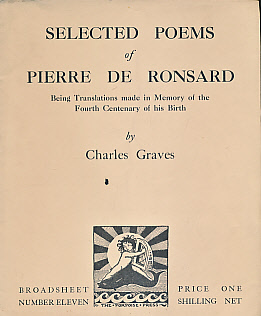 Selected Poems of Pierre de Ronsard. Porpoise Press Broadsheet 11 [First Series].