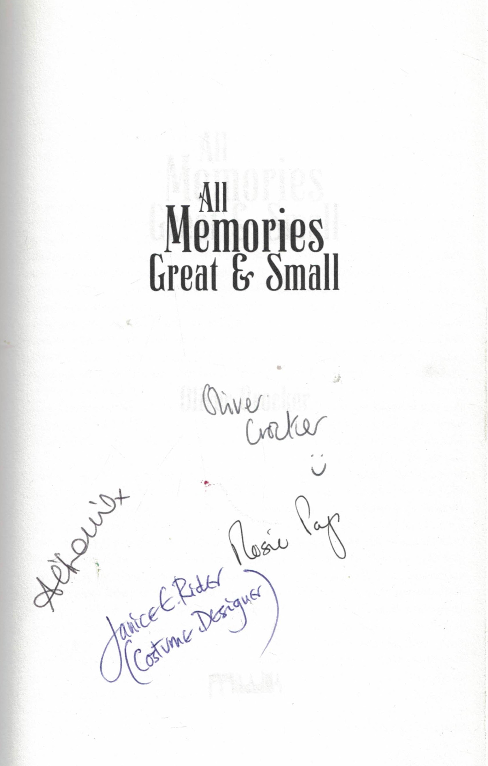 All Memories Great & Small. Signed copy.