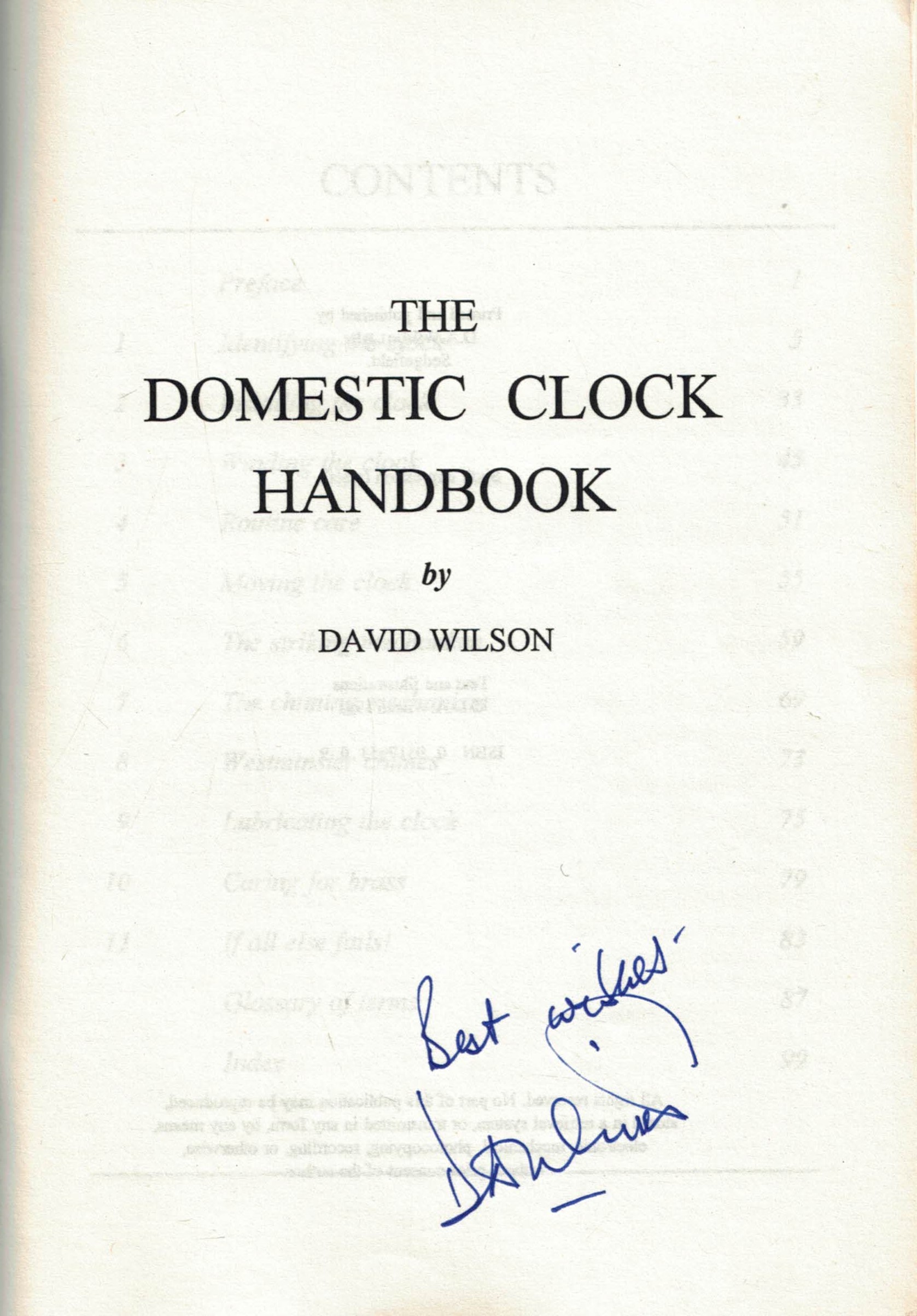 The Domestic Clock Handbook. Signed copy.