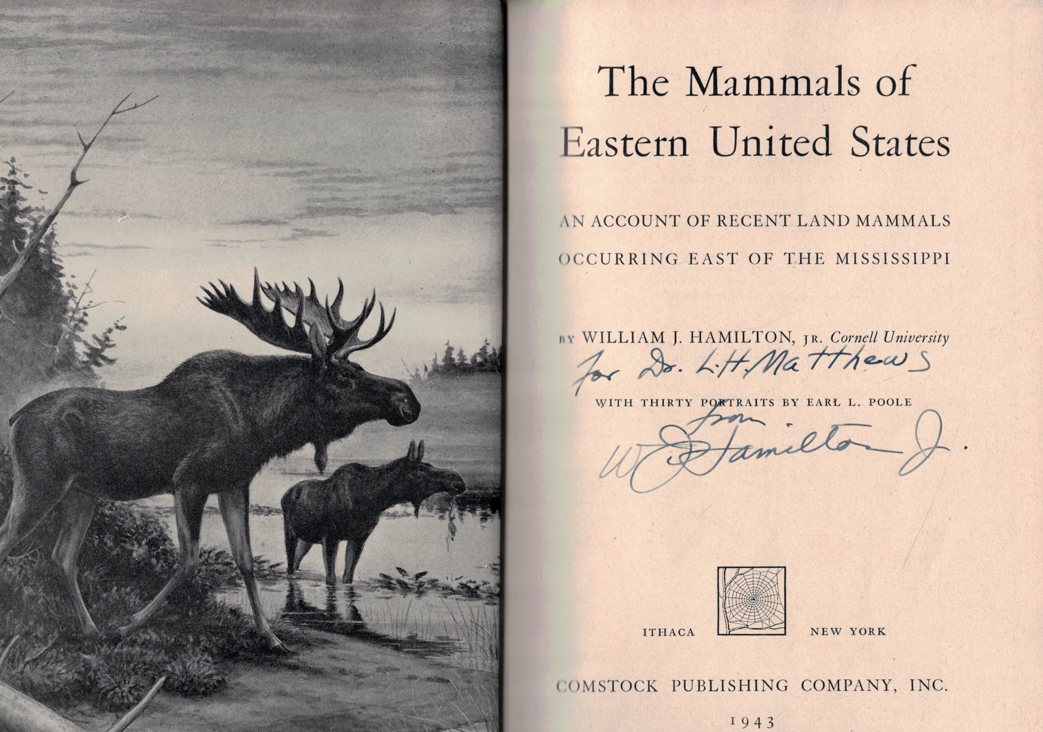 The Mammals of Eastern United States. An Account of Recent Land Mammals Occuring East of the Mississippi. Signed copy.