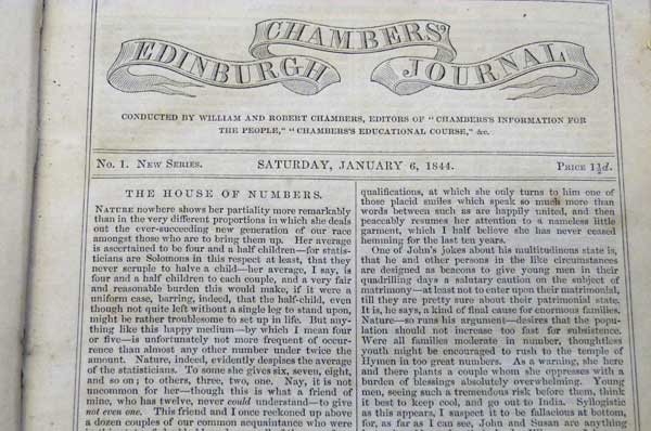 Chambers's Edinburgh Journal. January - June 1844. (Volume 1, New Series J Numbers 1 to 26).