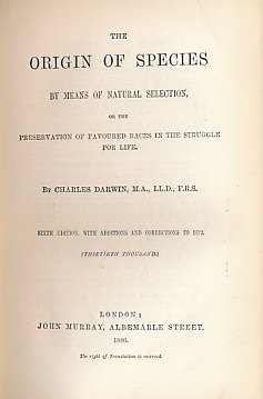 The Origin of Species by Means of Natural Selection or the Preservation of Favoured Races in the Struggle for Life. Murray edition. 1886.