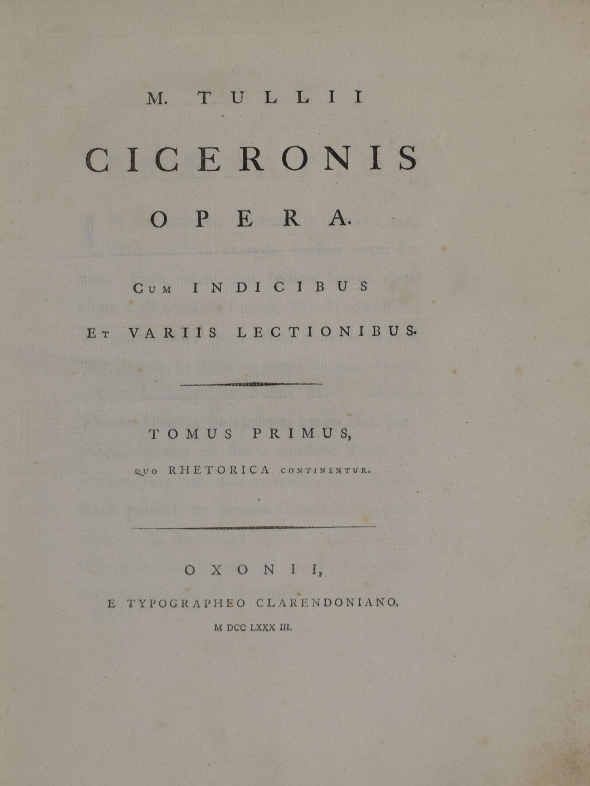 Opera Cum Indicibus et Variis Lectionibus. 9 volume set [of 10].