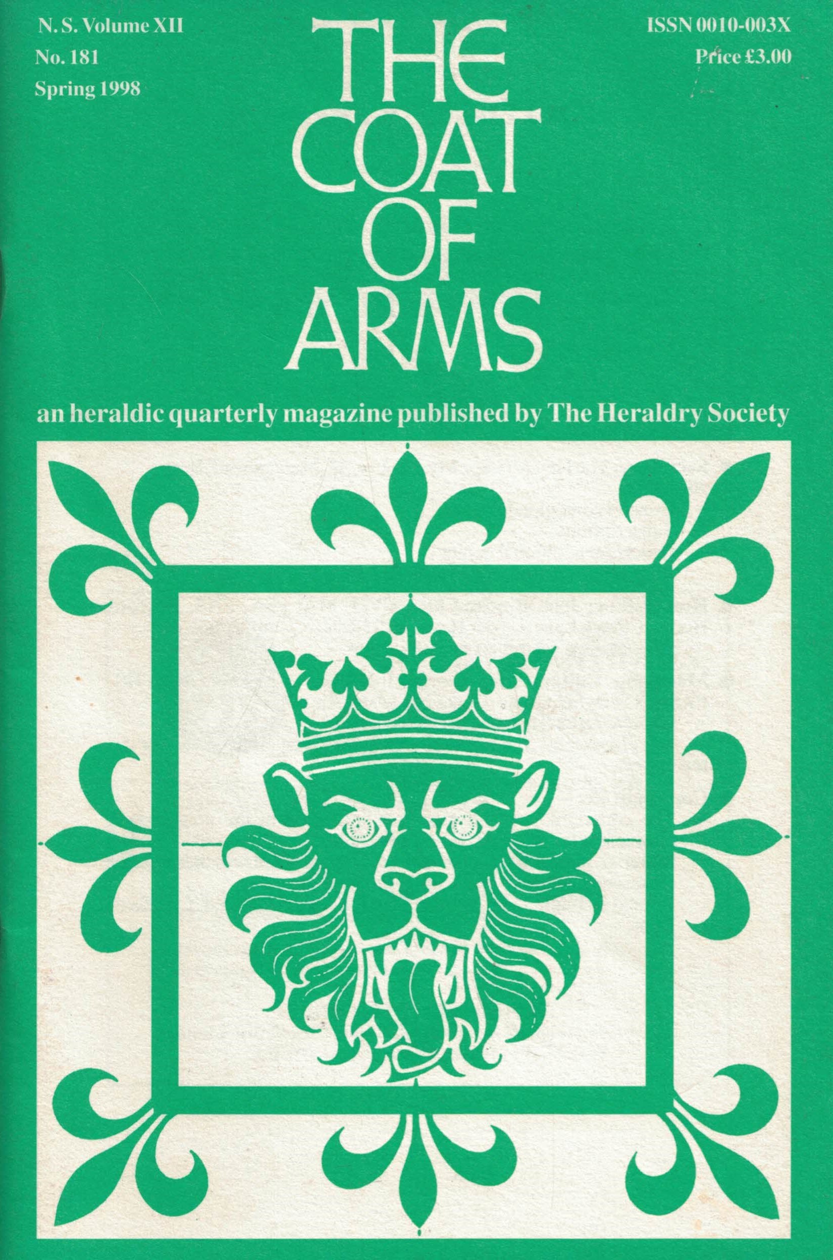 The Coat of Arms. NS Volume XII. No. 181. Spring 1998.