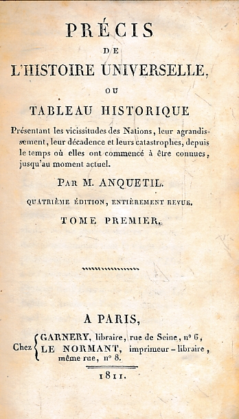 Precis de l'Histoire Universelle ou Tableau Historique. 12 volume set.
