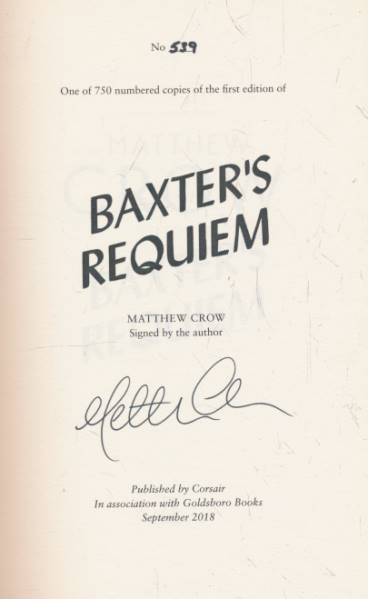Baxter's Requiem. Signed limited edition.