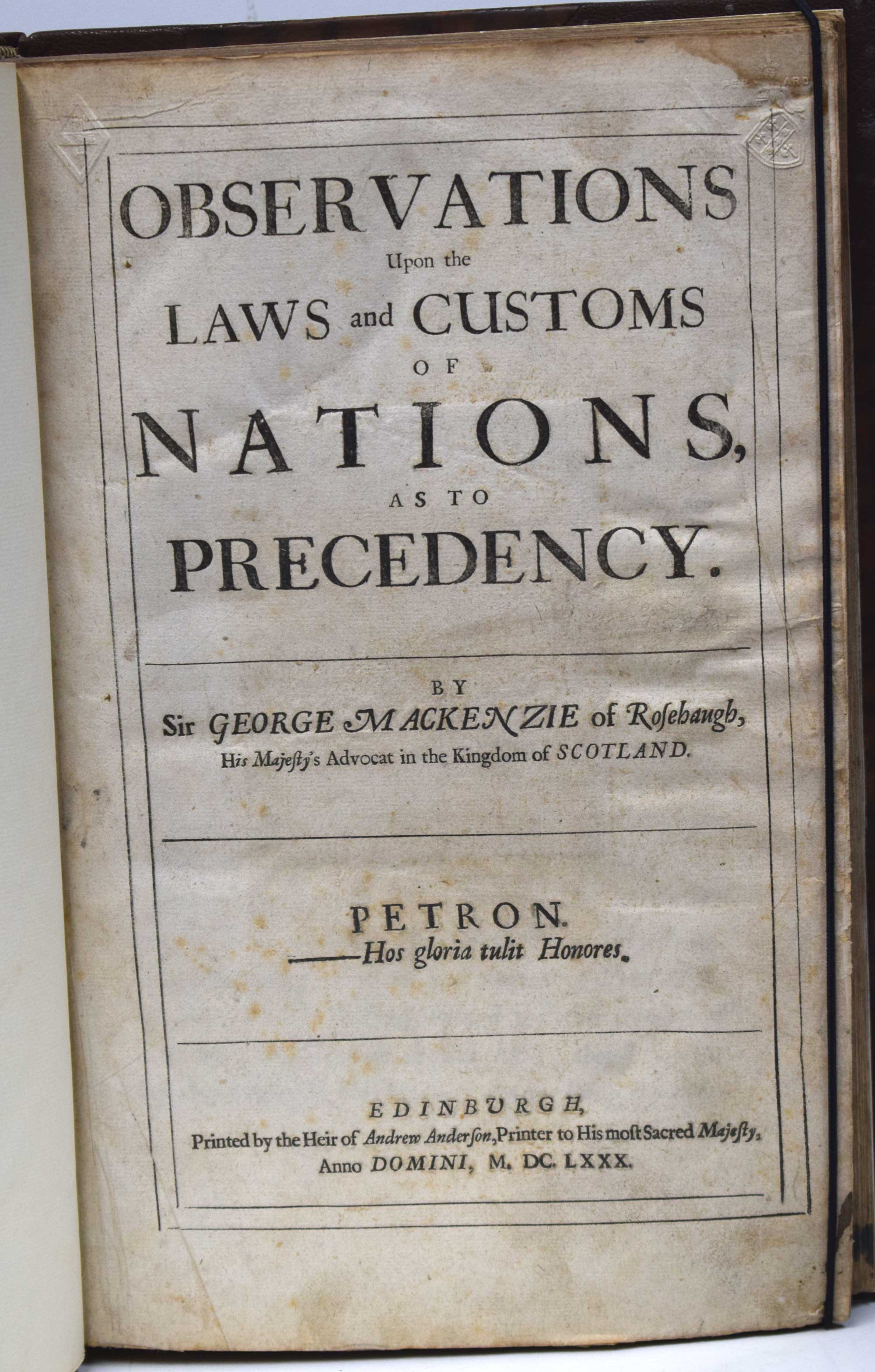 Observations Upon the Laws and Customs of Nations as to Precedency. [bound with] The Science of Herauldry, Treated as Part of the Civil Law, and Law of Nations: Wherein Reasons are Given for Its Principles, and Etymologies for Its Harder Terms.