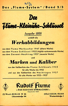 Der Flume-Kleinuhe-Schlssel. Ausgabe 1958. Das "Flume-System" Band 2/3.