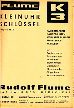 Flume Kleinuhe-Schlssel. Ausgabe 1972. K3.