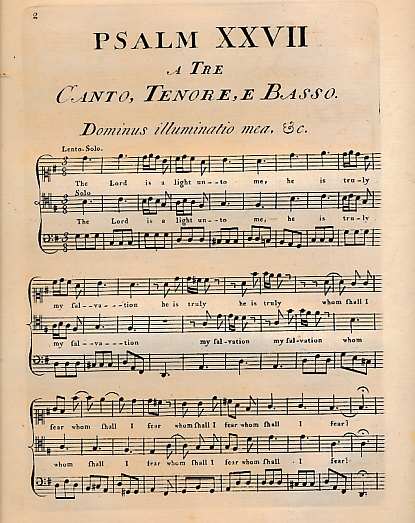 The First Fifty Psalms. Set to Music by Benedetto Marcello, Patrizio Veneto, and Adapted to the English Version by John Garth. Volume III. Psalms XXVII - XXXI.