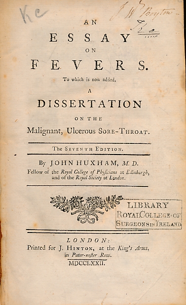 An Essay on Fevers. To which is now added, a Dissertation on the Malgnent, Ulcerous Sore-Throat.