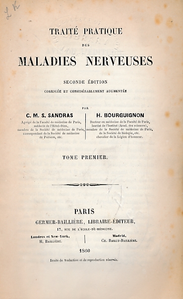 Trait Pratique Maladies Nerveuses. 2 volumes.