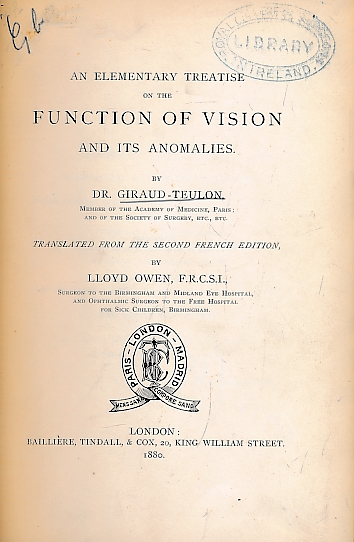 An Elementary Treatise on the Function of Vision and Its Anomalies