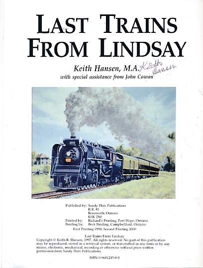 Last Trains from Lindsay. Signed copy.