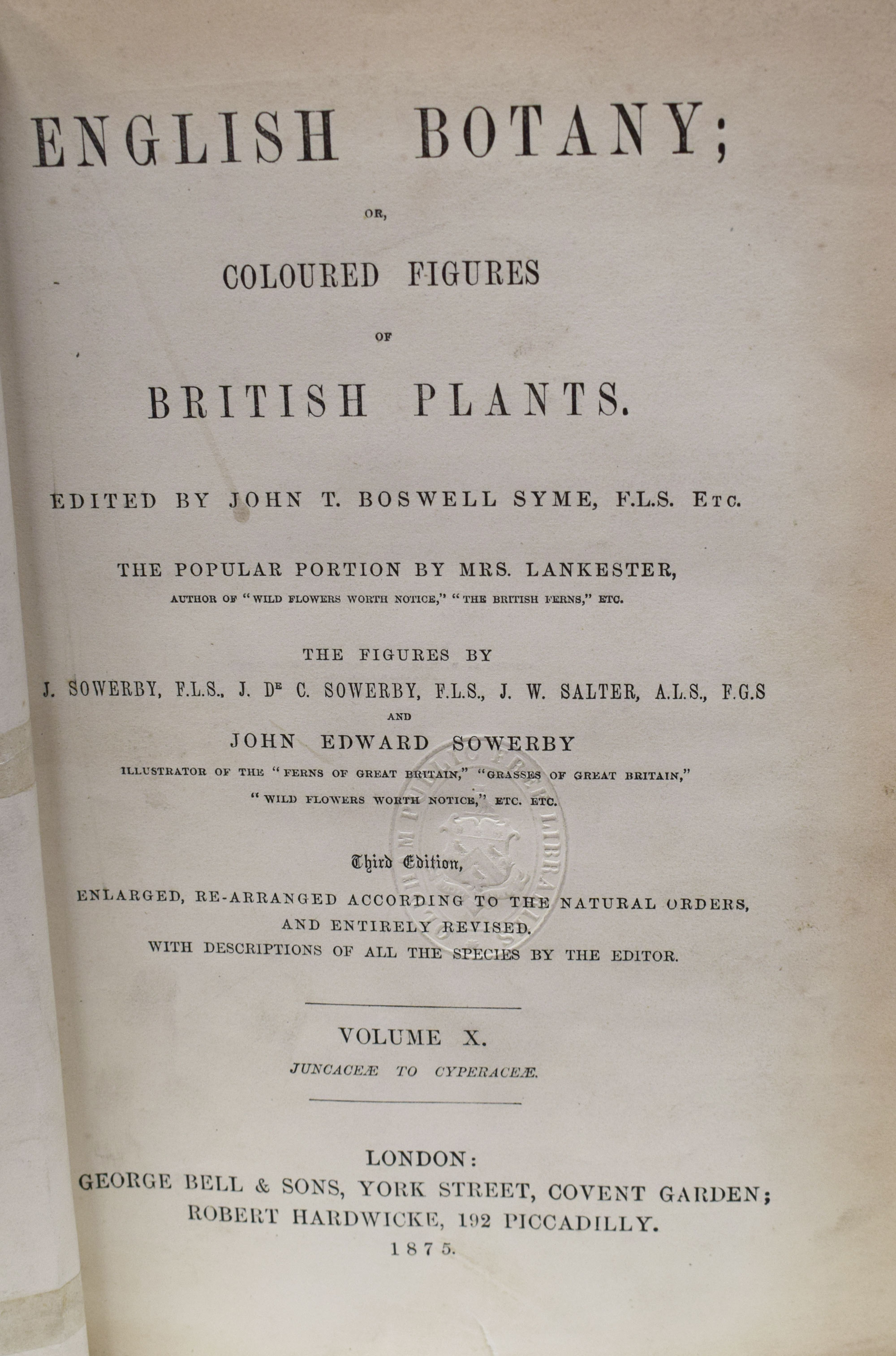 English Botany, or, Coloured Figures of British Plants. Volume X.  Juncaceae to Cyperaceae