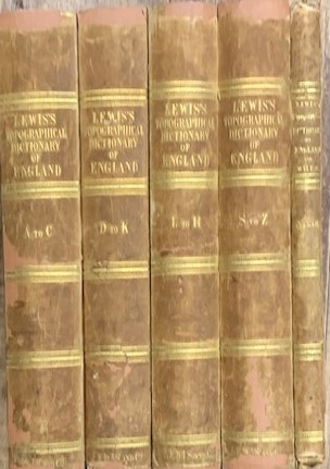 A Topographical Dictionary of England, Comprising the Several Counties; Cities; Boroughs; Corporate and Market Towns; Parishes and Townships; and the Islands of Guernsey, Jersey, and Man, with Historical and Statistical Descriptions. 5 volume set.