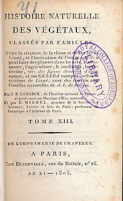 Histoire Naturelle Des Vgtaux, Classs Par Familles. Volume XIII.