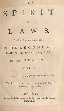 The Spirit of Laws. 2 volume set.