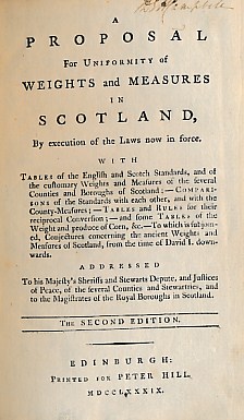 A Proposal for Uniformity of Weights and Measures in Scotland, By Execution of the Laws Now in Force.