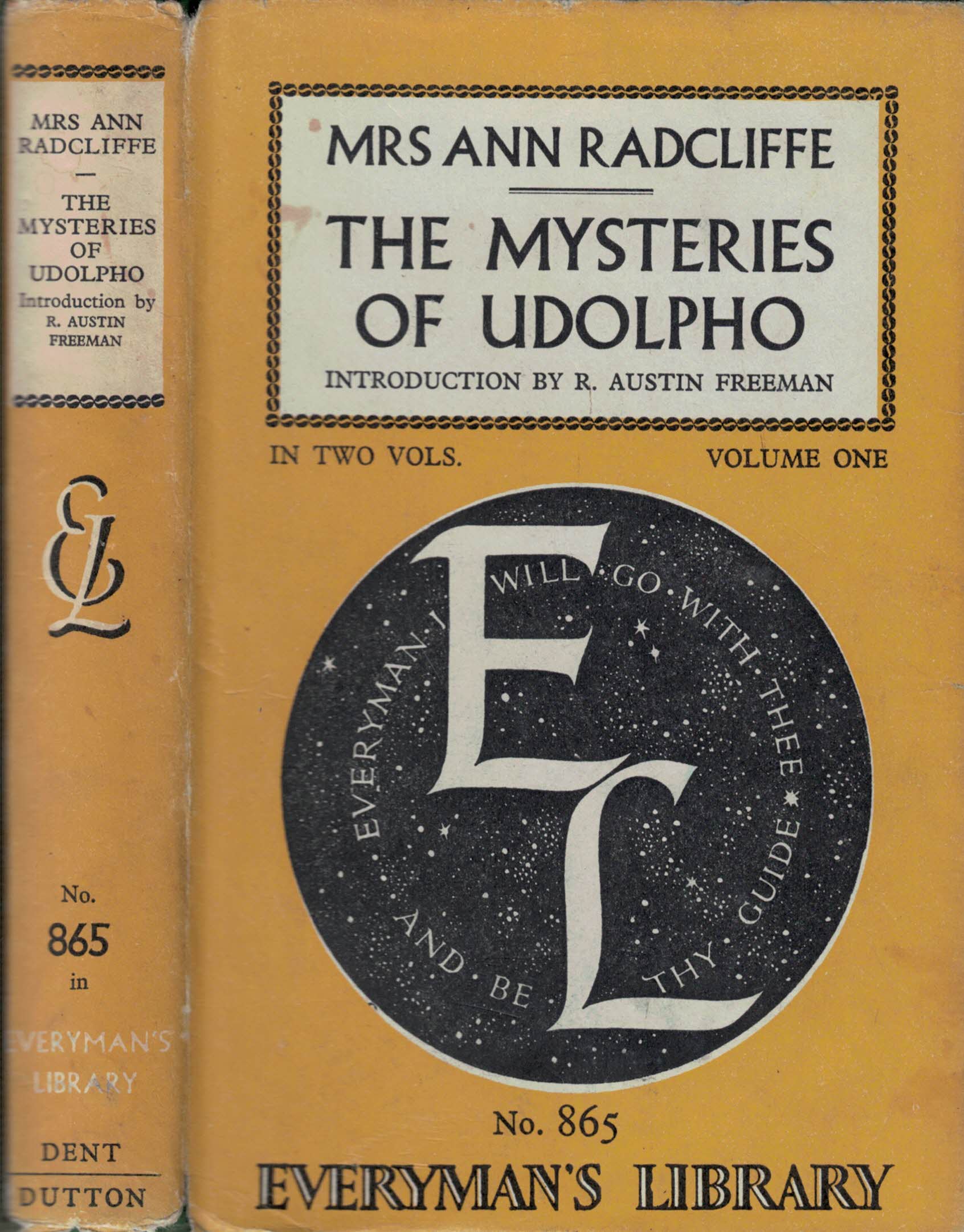 The Mysteries of Udolpho. Volume 1. Everyman's Library No. 865.