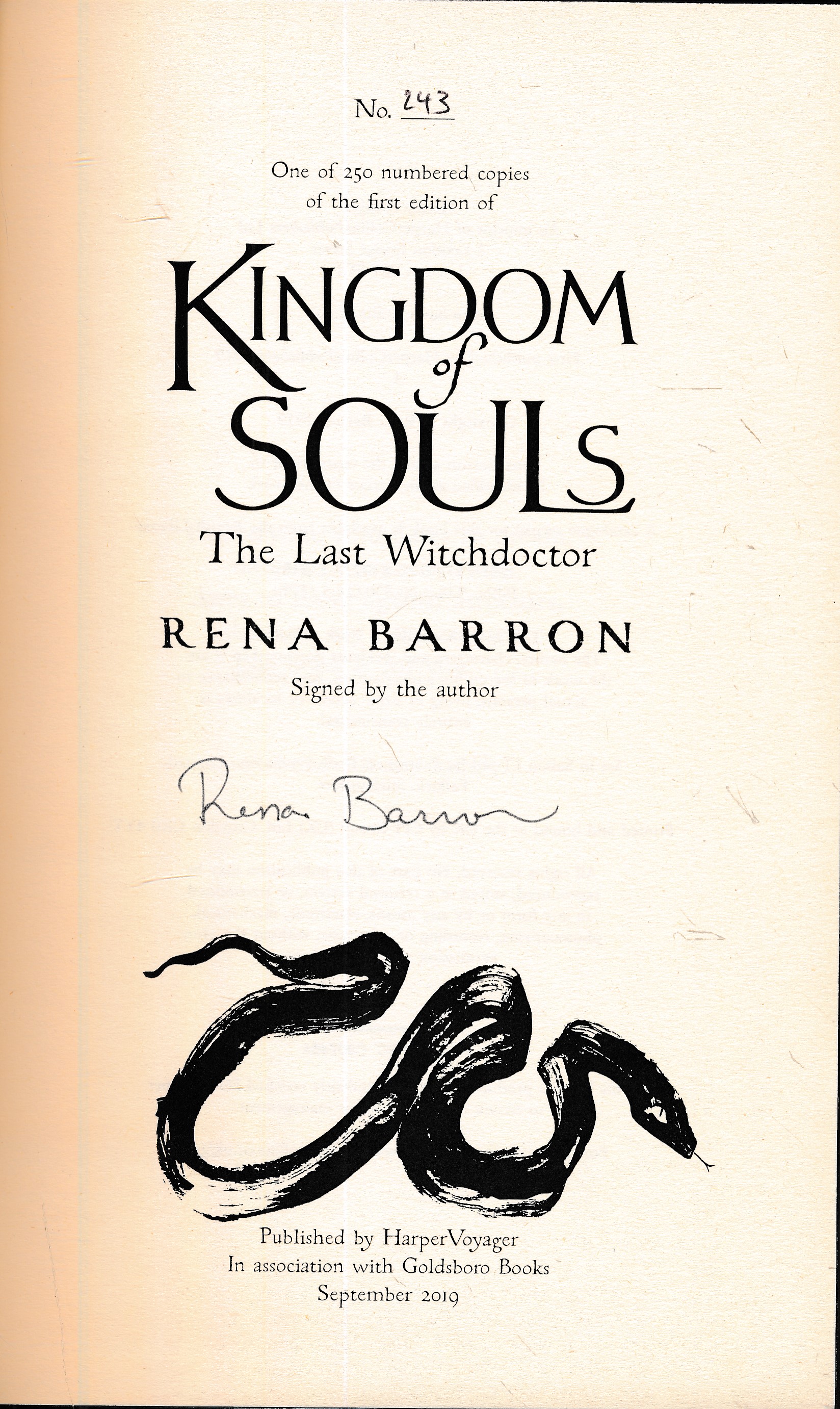 Kingdom of Souls. The Last Witchdoctor. Signed Limited edition.